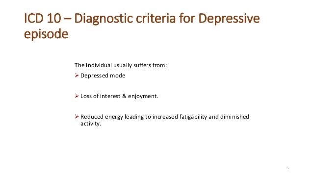 Depression icd 10 